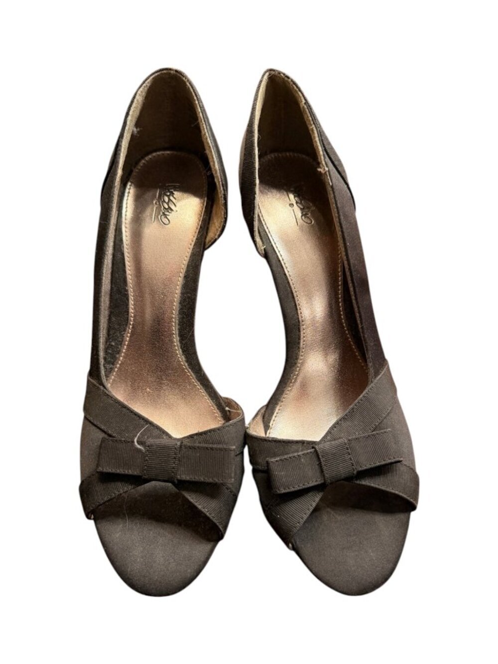 Mossimo Supply Co. | Womens Black Peep Toe Heels with Bow Accent | Size 9.5 - Picture 2 of 5